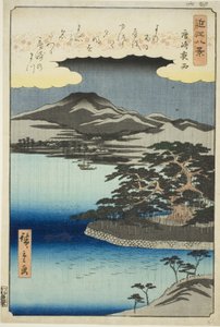 Nachtregen bij Karasaki, uit de serie "Acht Zichten van Omi" door Utagawa Hiroshige