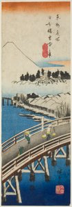 Nihon-brug gezien in de sneeuw (Nihonbashi setchu no kei), uit de serie Beroemde uitzichten in de oostelijke hoofdstad (Toto meisho) door Utagawa Hiroshige