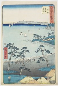 Nr.10 Vissershuis op een strand, Odawara, juli 1855