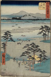 Nr.29 Veerboot op de Tenryu-rivier, Mitsuke, juli 1855