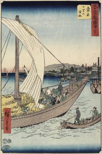 Nr.43 Veerboot bij Shichiri Beach, Kuwana, juli 1855