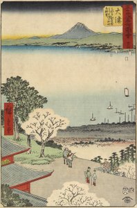 Nr.54 Stadsgezicht van Otsu gezien vanaf de Mii-tempel, Otsu, juli 1855