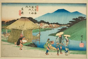 Nr. 14: Takasaki, uit de serie "Negenenzestig stations van de Kisokaido (Kisokaido rokujukyu tsugi no uchi)" door Utagawa Hiroshige