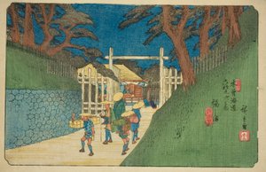 Nr. 38: Fukushima, uit de serie "Negenenzestig Stations van de Kisokaido (Kisokaido rokujukyu tsugi no uchi)" door Utagawa Hiroshige