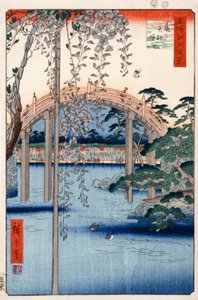 Nr. 57, Gronden van Kameido Tenjin Shrine (uit Honderd beroemde uitzichten van Edo) door Utagawa Hiroshige