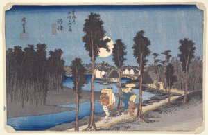 Numazu, Gele Schemering uit de serie Drieënvijftig Stations van de Tokaido door Utagawa Hiroshige