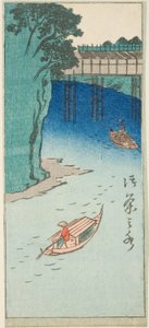 Ochanomizu, deel van een blad uit de serie "Uitgeknipte afbeeldingen van beroemde plaatsen in Edo (Edo meisho harimaze zue)" door Utagawa Hiroshige