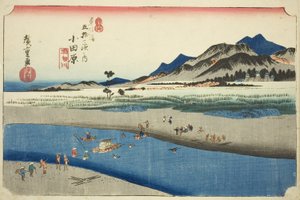Odawara: De Sakawa-rivier, uit de serie "Drieënvijftig stations van de Tokaido-weg" door Utagawa Hiroshige