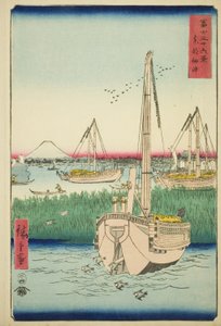 Voor Tsukuda-eiland in de Oostelijke Hoofdstad (Toto Tsukuda oki), uit de serie "Zesendertig Zichten op de Fuji (Fuji sanjurokkei)" door Utagawa Hiroshige