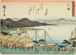 Otsu, uit de serie "Drieënvijftig Stations van de Tokaido (Tokaido gojusan tsugi)," ook bekend als de Tokaido met Gedicht (Kyoka iri Tokaido)