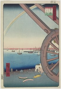 Ossenmarkt in Takanawa, april 1857 door Utagawa Hiroshige