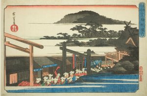 Omgeving van het Shiba Shinmei-heiligdom (Shiba Shinmei keidai), uit de serie "Beroemde plaatsen in de oostelijke hoofdstad (Toto meisho)" door Utagawa Hiroshige