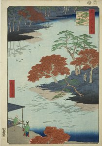 Binnenplaats van het Akiba-heiligdom, Ukeji (Ukeji Akiba no keidai), uit de serie "Honderd Beroemde Zichten van Edo (Meisho Edo hyakkei)" door Utagawa Hiroshige