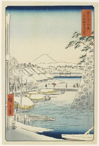 Oever van Sukiya in de Oostelijke Hoofdstad, april 1858