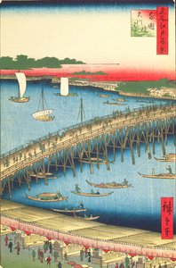 Ryogoku-brug en de Grote Rivieroever, nr. 59 uit Honderd beroemde Zichten van Edo, 1856 door Utagawa Hiroshige