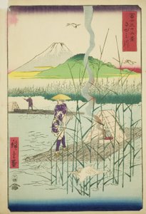 Sagami-rivier, uit de serie "Zesendertig Zichten op de Fuji" door Utagawa Hiroshige