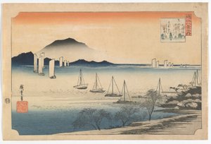 Zeilboten terugkerend naar Yabase, Edo-periode, vroege jaren 1830