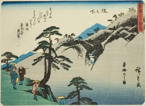 Sakanoshita: Uitzicht op de berg Fudesute, uit de serie "Drieënvijftig Stations van de Tokaido"