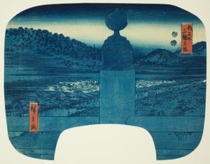 Sanjo-brug (Sanjo Ohashi), uit de serie "Beroemde plaatsen in Kyoto (Miyako meisho)" door Utagawa Hiroshige