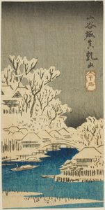 Sanya Kanaal en Matsuchi Heuvel (Sanyabori Matsuchiyama), deel van een blad uit de serie "Uitknipsels van Beroemde Plaatsen in Edo (Harimaze Koto meisho)"