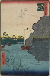 Verspreide dennen langs de Tone-rivier, augustus 1856 door Utagawa Hiroshige