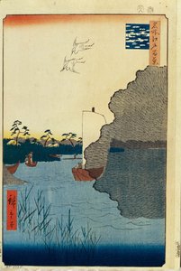 Verspreide Pijnbomen aan de Tone Rivier Honderd Beroemde Uitzichten van Edo, 1856-1858 door Utagawa Hiroshige