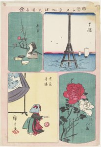 Shibaura, Fukagawa Heiligdom, Lente in Yoshiwara, Imado, juli 1857