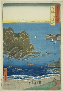 Shimosa Provincie: De Buitenbaai bij Choshi Strand (Shimosa, Choshi no hama Toura), uit de serie "Beroemde plaatsen in de zestig-odd provincies (Rokujuyoshu meisho zue)"