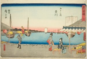 Shinagawa: Theehuizen bij Samegafuchi (Shinagawa, Samegafuchi no chaya)—Nr. 2, uit de serie "Drieënvijftig Stations van de Tokaido (Tokaido gojusan tsugi)," ook bekend als de Reisho Tokaido