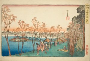 Shinobazu Vijver in Ueno, uit de serie "Beroemde Plaatsen in Edo"