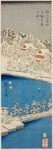 Shinobazu Vijver in Ueno (Ueno Shinobazu no ike), uit de serie "Beroemde Plaatsen in Edo (Edo meisho)" door Utagawa Hiroshige
