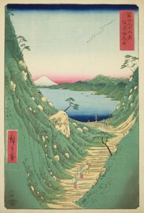 Shiojiri Pass in Shinano Provincie (Shinano Shiojiri toge), uit de serie "Zesendertig Zichten op de Berg Fuji (Fuji sanjurokkei)" door Utagawa Hiroshige