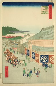 Shitaya Hirokoji, nr. 13 uit de serie "Honderd beroemde vergezichten van Edo (Meisho Edo hyakkei)". door Utagawa Hiroshige