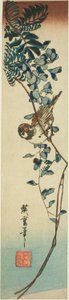 Mus en blauwe regen door Utagawa Hiroshige
