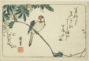 Mus en blauwe regen door Utagawa Hiroshige