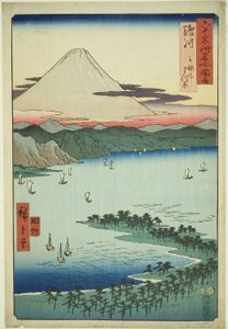 Suruga Provincie: Het Pijnboombos bij Miho, uit de serie Beroemde Plaatsen in de Zestig-odd Provincies