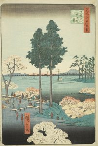 Suwa Bluff bij Nippori (Nippori Suwanodai), uit de serie "Honderd Beroemde Zichten van Edo (Meisho Edo hyakkei)" door Utagawa Hiroshige