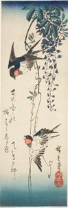 Zwaluwen en Wisteria door Utagawa Hiroshige