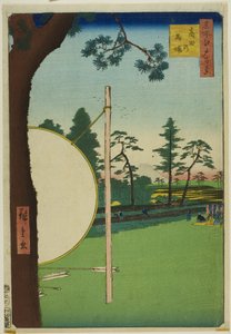 Takata Riding Grounds (Takata no baba), uit de serie "Honderd beroemde vergezichten van Edo (Meisho Edo hyakkei)". door Utagawa Hiroshige