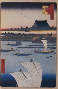 Teppozu en Tsukiji Monzeki Tempel Honderd Beroemde Zichten van Edo