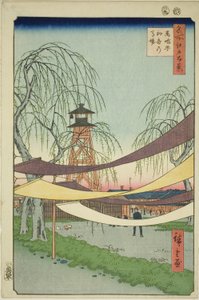 De Hatsune Renbaan in Bakuro-cho (Bakuro-cho Hatsune no Baba), uit de serie "Honderd beroemde uitzichten van Edo (Meisho Edo hyakkei)" door Utagawa Hiroshige