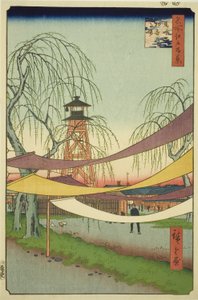 De Hatsune-rijgronden in Bakuro-cho, uit de serie "Honderd beroemde uitzichten van Edo"