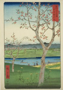 De buitenwijken van Koshigaya in de provincie Musashi (Musashi Koshigaya zai), uit de serie "Zesendertig gezichten op de berg Fuji (Fuji sanjurokkei)"