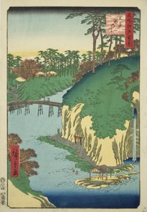 De rivier van watervallen bij Oji (Oji Takinogawa), uit de serie "Honderd beroemde zichten van Edo (Meisho Edo hyakkei)"