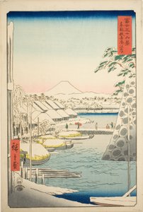 De Rivieroever bij Sukiya in de Oostelijke Hoofdstad (Toto Sukiyagashi), uit de serie "Zesendertig Zichten op de Berg Fuji (Fuji sanjurokkei)" door Utagawa Hiroshige