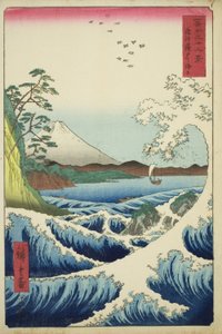 De zee bij Satta in de provincie Suruga (Suruga Satta kaijo), uit de serie "Zesendertig gezichten op de berg Fuji (Fuji sanjurokkei)"