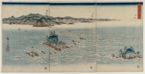 De draaikolken van Awa, 1857 door Utagawa Hiroshige