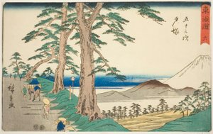 Totsuka—Nr. 6, uit de serie "Drieënvijftig Stations van de Tokaido (Tokaido gojusan tsugi)," ook bekend als de Reisho Tokaido door Utagawa Hiroshige