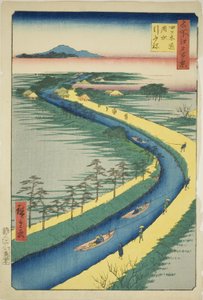Sleepboten langs het Yotsugidori-kanaal (Yotsugidori yosui hikifune), uit de serie 