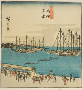 Ware Uitzicht op Takanawa (Takanawa shinkei), deel van een blad uit de serie "Beroemde Plaatsen in de Oostelijke Hoofdstad (Toto meisho)" door Utagawa Hiroshige